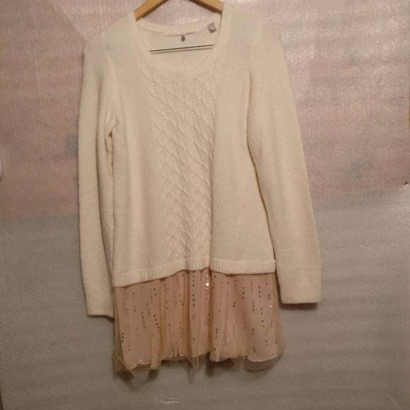 Rhinestone ALPACA+WOOL Ballerina Chiffon Sweater/Sweaterdress with Measurement M - Picture 4 of 13